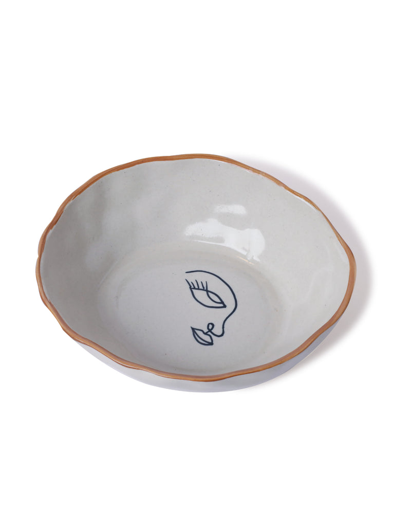 Alamkari India Ceramic Hand-Painted Face Design Ceramic Bowl