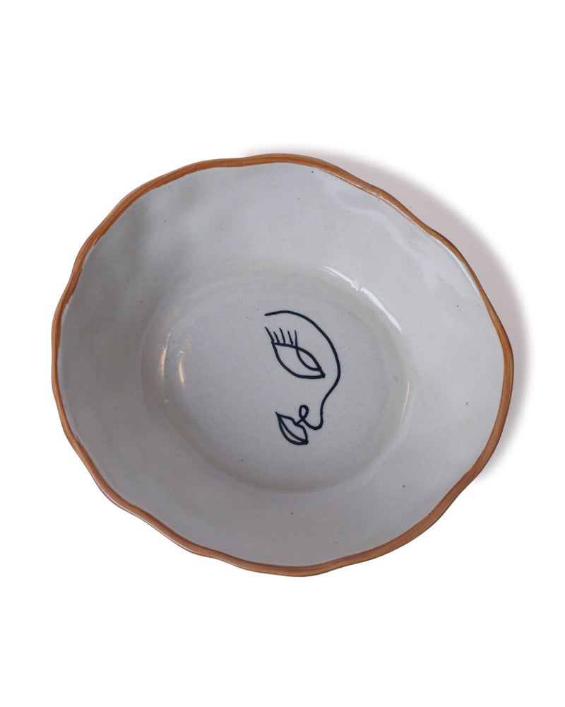 Alamkari India Ceramic Hand-Painted Face Design Ceramic Bowl