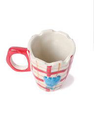 Alamkari India Ceramic Hand-Painted Gingham Tulip Mug