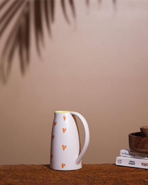 Alamkari India Ceramic Hand-Painted Heart Print Ceramic Jug Vase