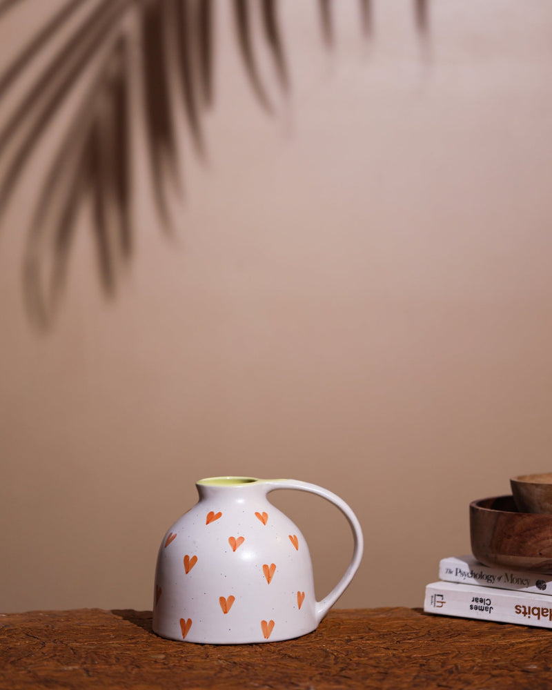 Alamkari India Ceramic Hand-Painted Heart Print Ceramic Vase