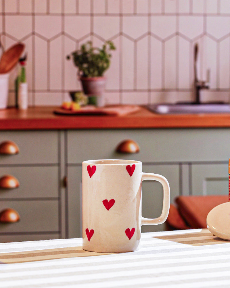 Alamkari India Ceramic Heartwarming Ceramic Tea Mug with Lid