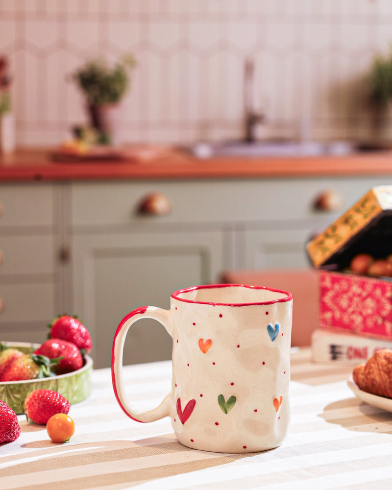 Alamkari India Ceramic Love & Hearts Ceramic Mug