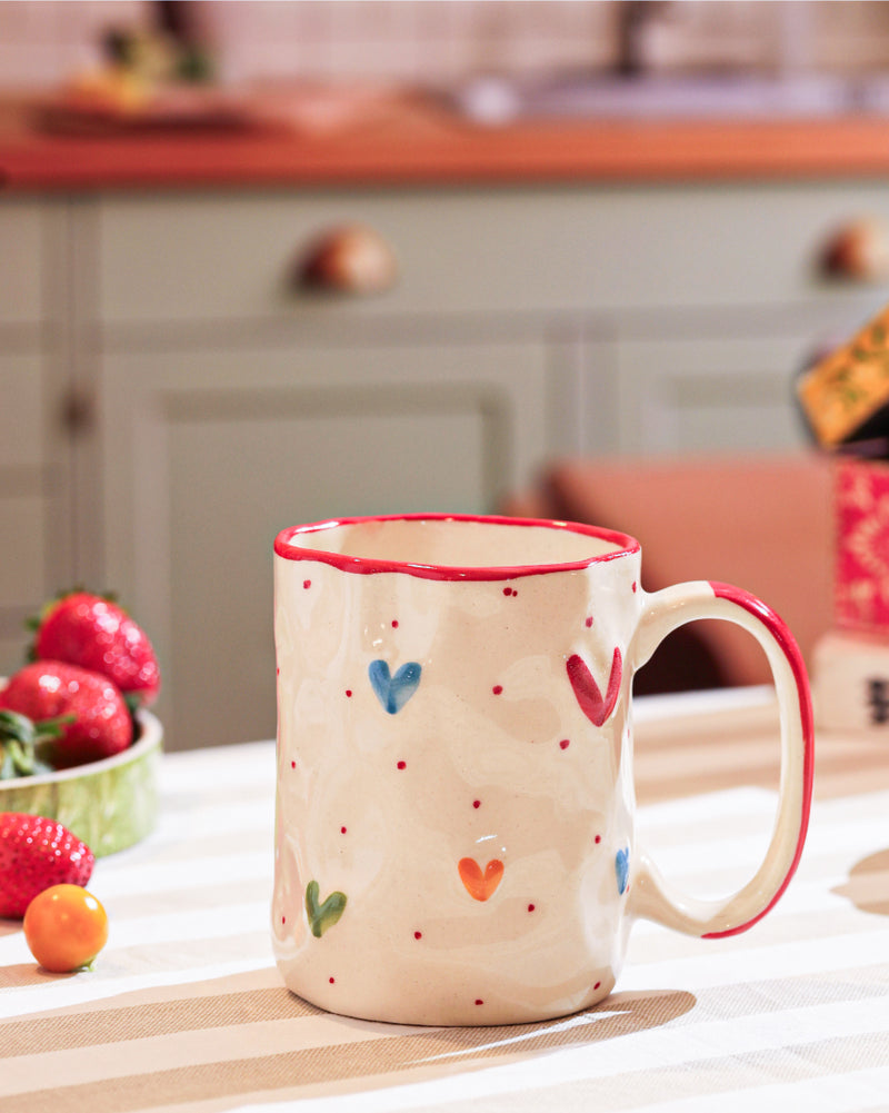 Alamkari India Ceramic Love & Hearts Ceramic Mug