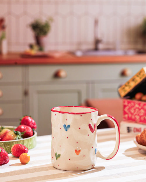Alamkari India Ceramic Love & Hearts Ceramic Mug