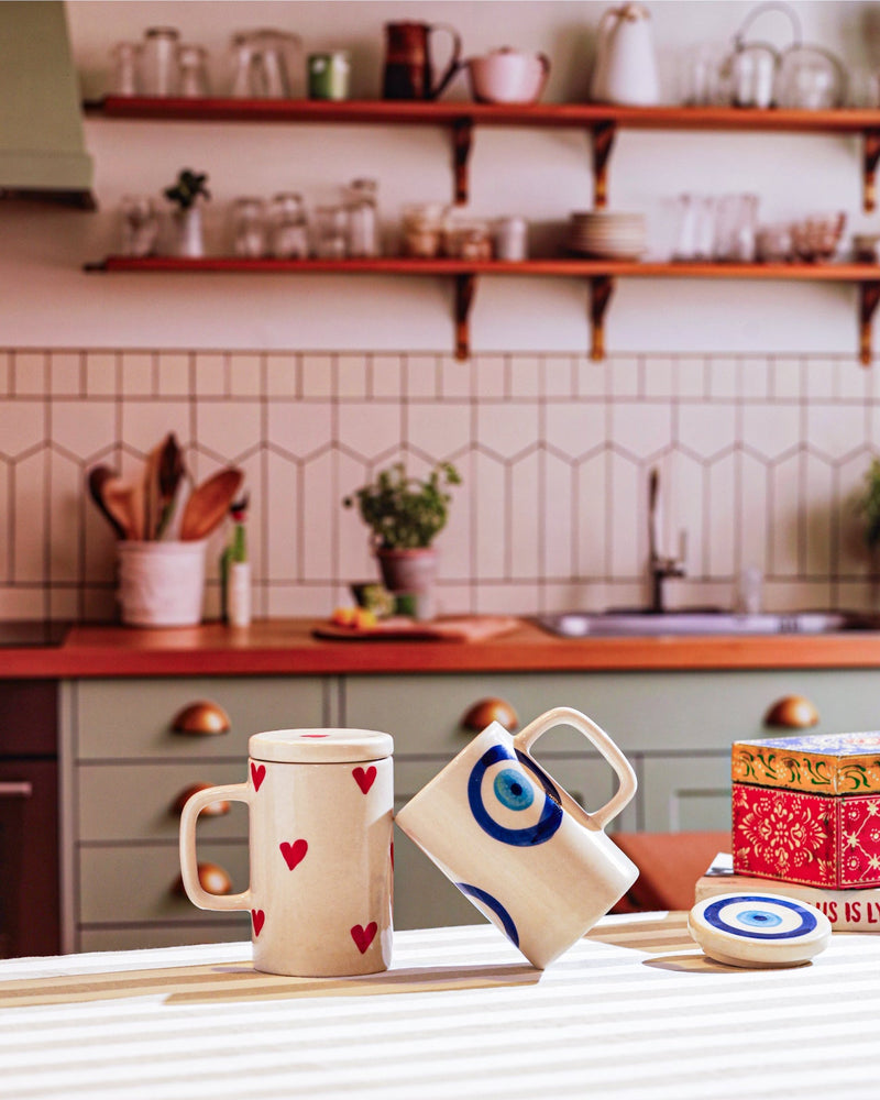 Alamkari India Ceramic Love & Protection Ceramic Mug Set
