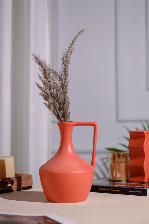 Alamkari India Ceramic Matka Design Flower Vase