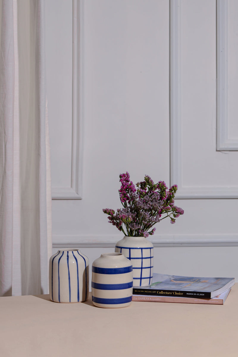 Alamkari India Ceramic Medieval Patterns Ceramic Vase set of 3