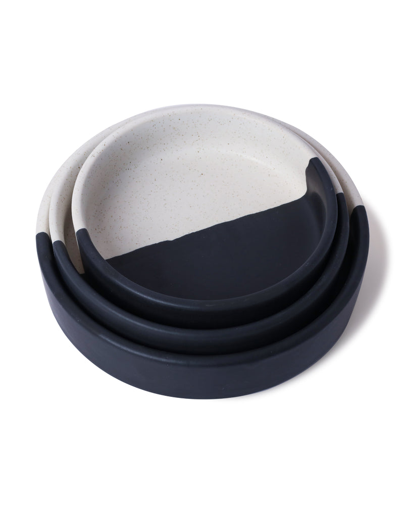 Alamkari India Ceramic Monochrome Half-Dipped Serving Platter Set