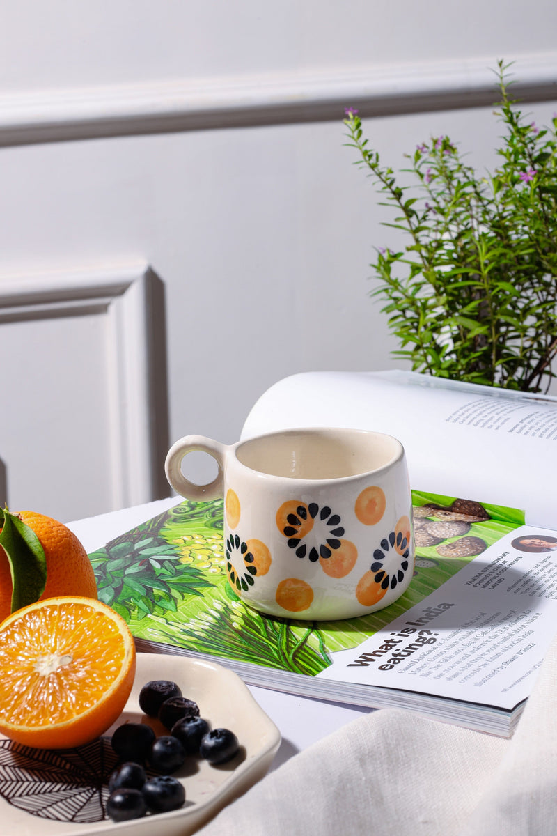 Alamkari India ceramic Orange Bloom Cup