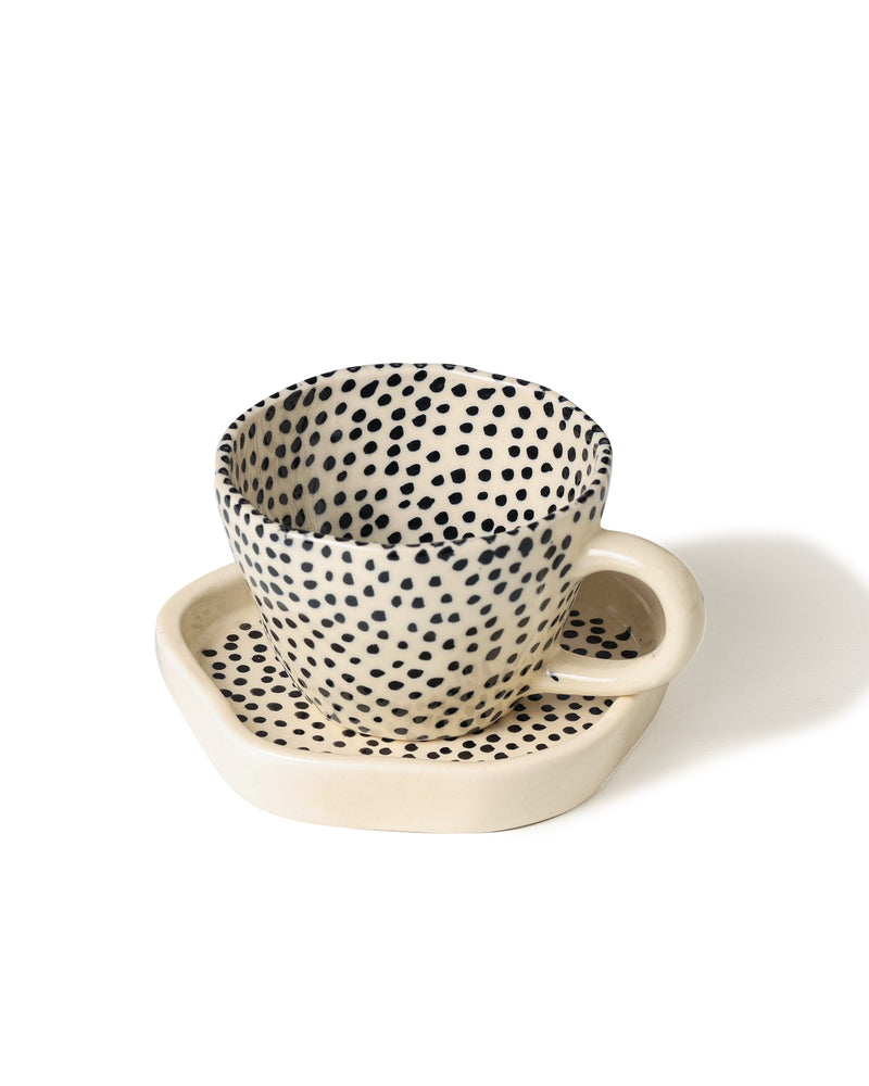 Alamkari India Ceramic Polka Dots Cup & Saucer Set