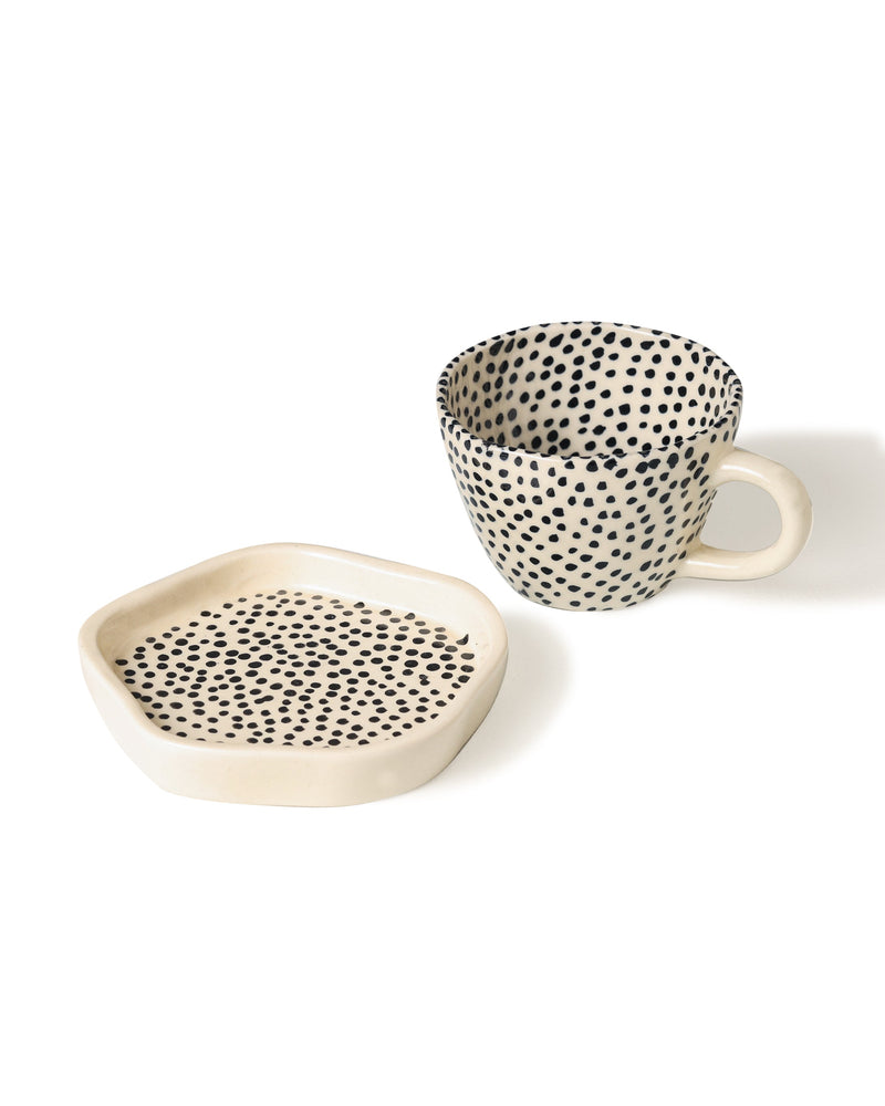 Alamkari India Ceramic Polka Dots Cup & Saucer Set