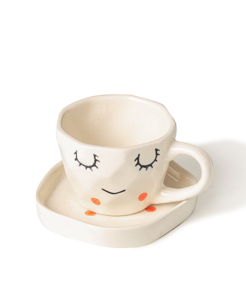 Alamkari India Ceramic Pretty Face shaped Cup & Saucer