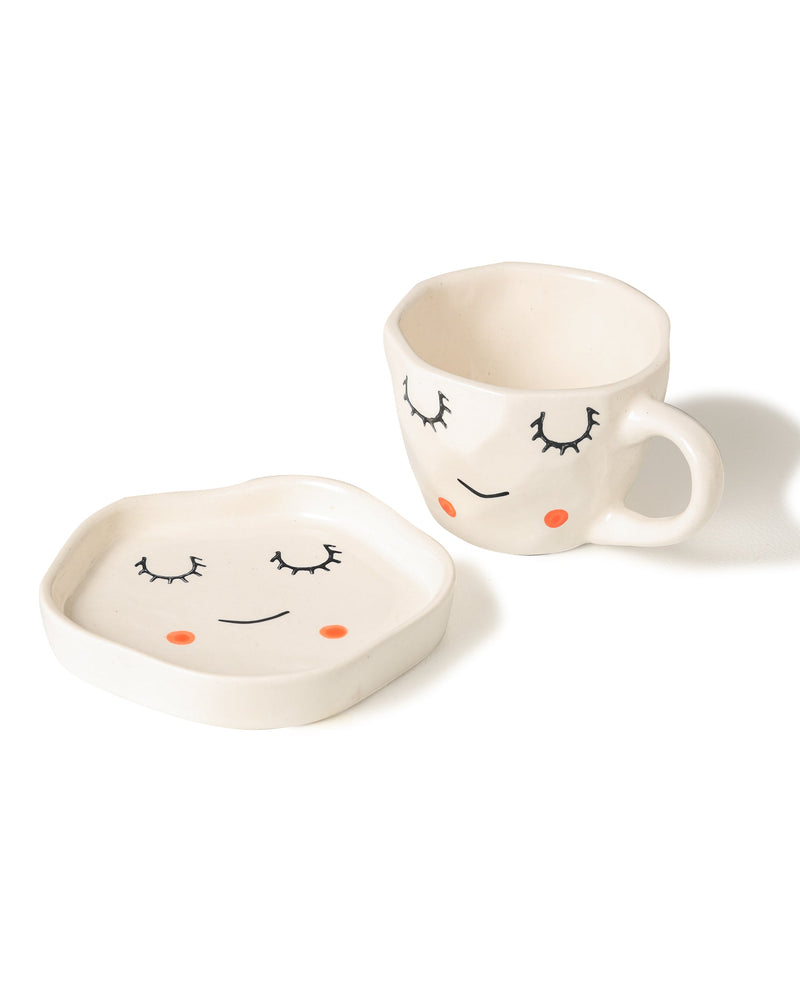 Alamkari India Ceramic Pretty Face shaped Cup & Saucer