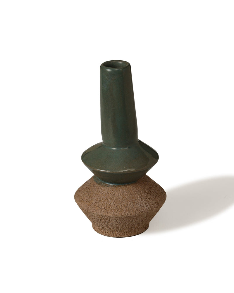 Alamkari India Ceramic Round-round Green Ceramic Vase set of 2