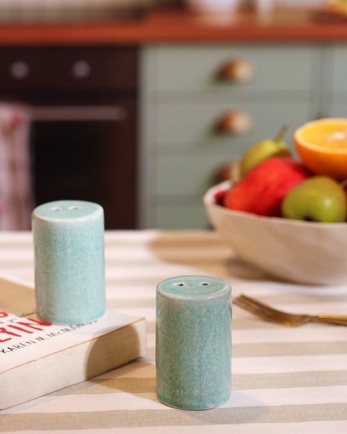 Alamkari India Ceramic Seafoam Ceramic Salt & Pepper Shaker Set