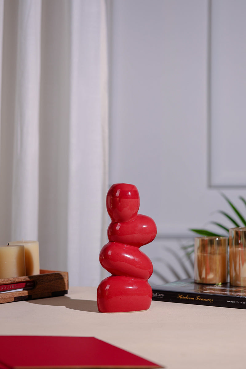 Alamkari India Ceramic Seamless Titled Red Vase