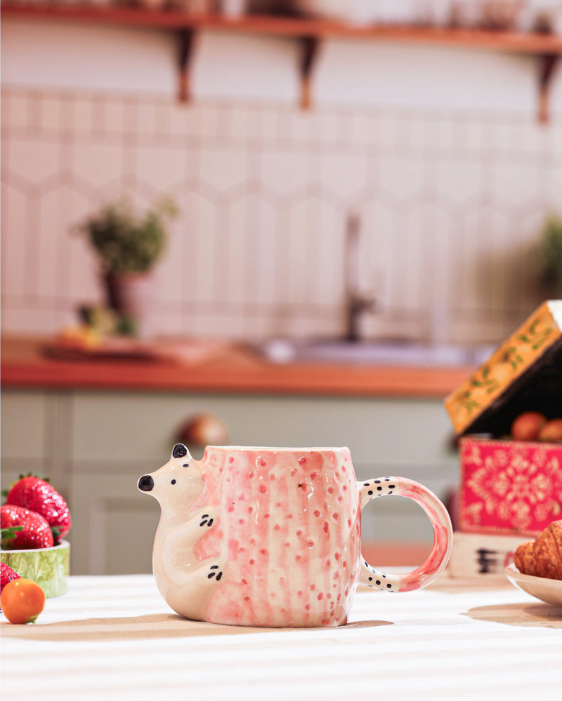 Alamkari India Ceramic Spotted Hedgehog Sculpted Mug