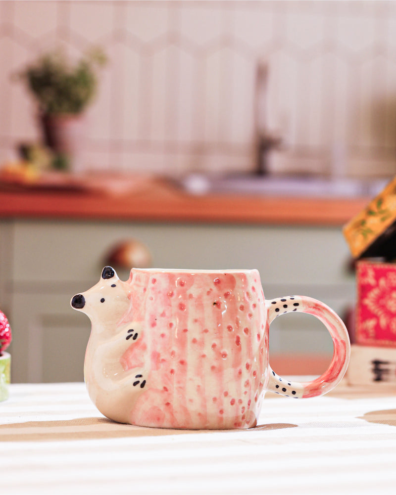 Alamkari India Ceramic Spotted Hedgehog Sculpted Mug