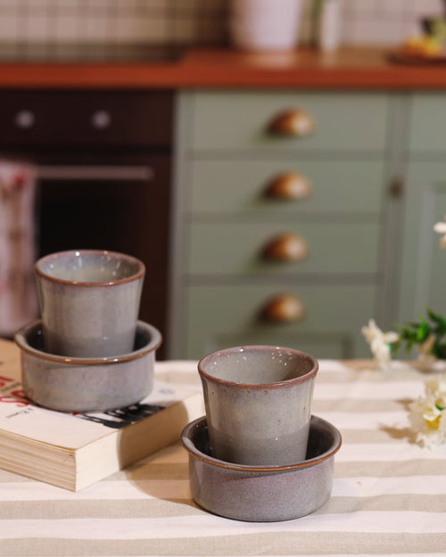 Alamkari India Ceramic Stoneware Filter Coffee Cup & Saucer Set