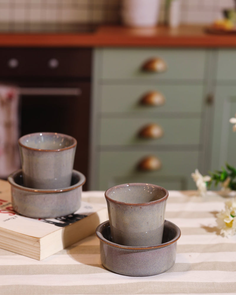 Alamkari India Ceramic Stoneware Filter Coffee Cup & Saucer Set