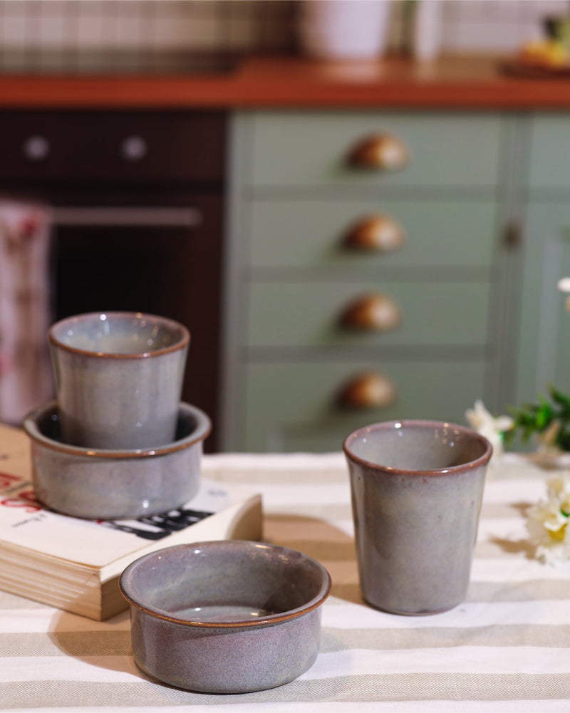 Alamkari India Ceramic Stoneware Filter Coffee Cup & Saucer Set