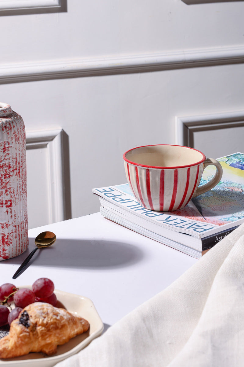 Alamkari India Ceramic Stripe Delight Cup Set of 2
