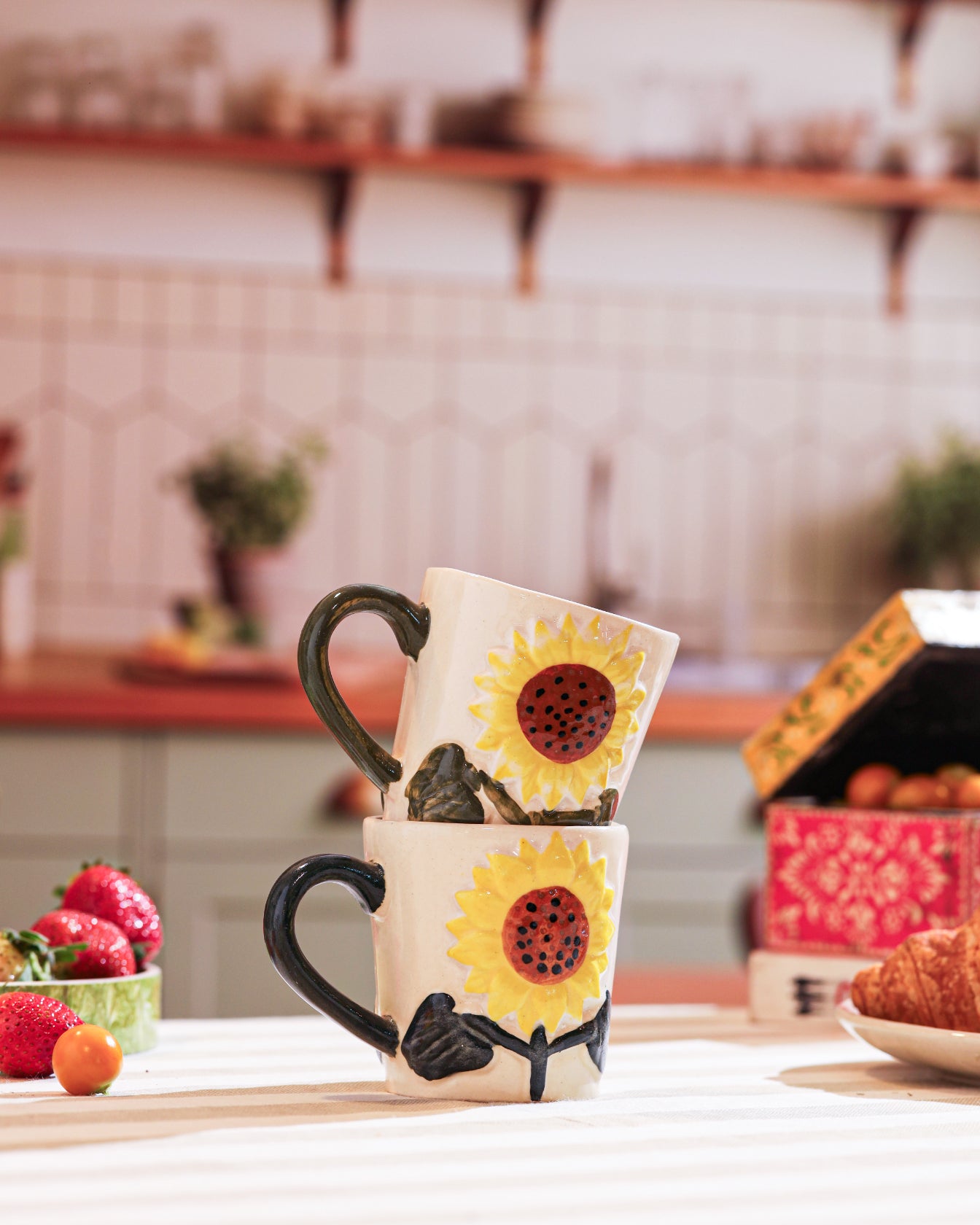 Alamkari India Ceramic Sunflower Bloom Ceramic Mug