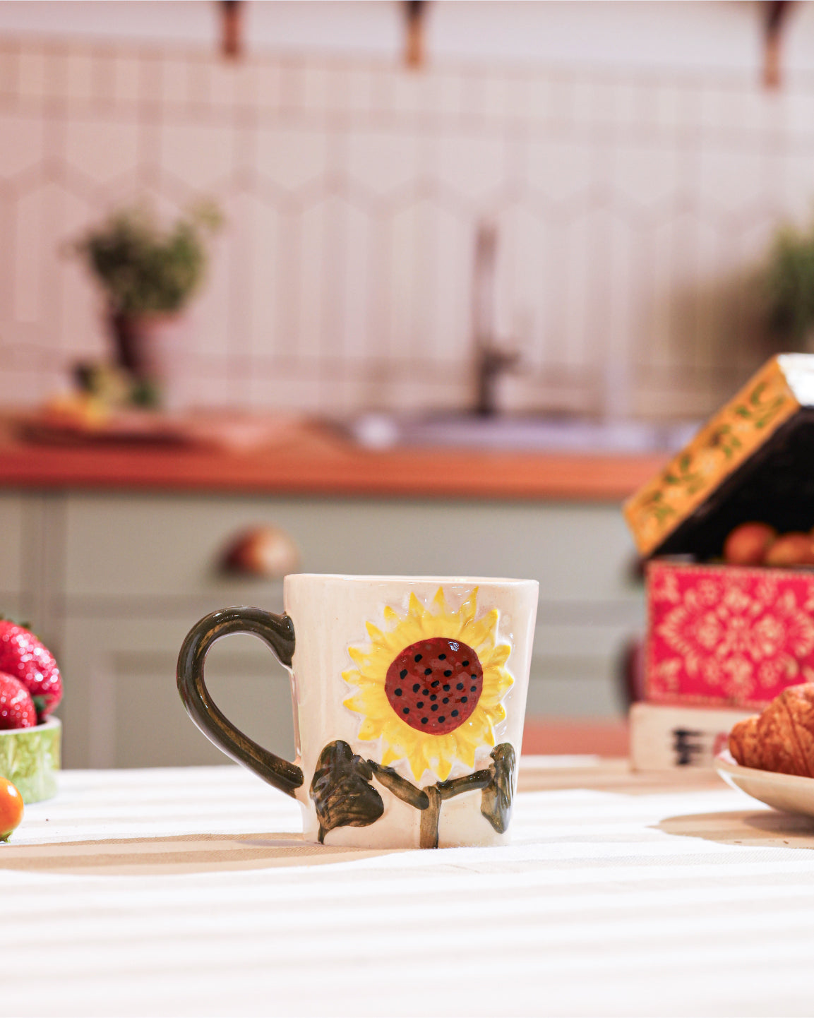 Alamkari India Ceramic Sunflower Bloom Ceramic Mug