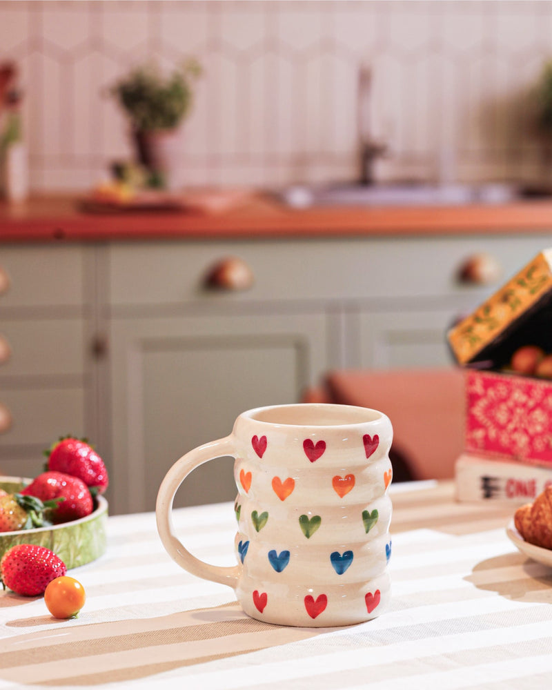 Alamkari India Ceramic Textured Hearts Ceramic Mug
