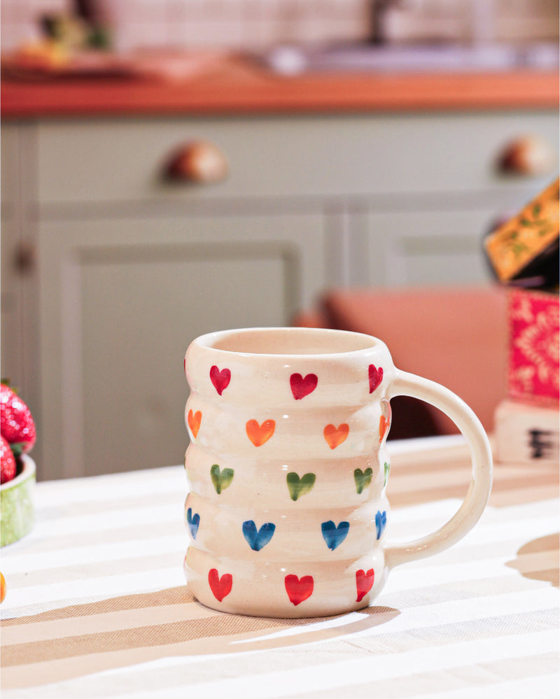 Alamkari India Ceramic Textured Hearts Ceramic Mug