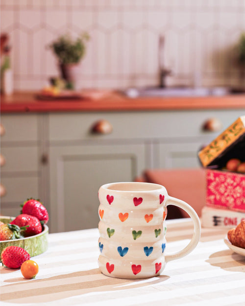 Alamkari India Ceramic Textured Hearts Ceramic Mug