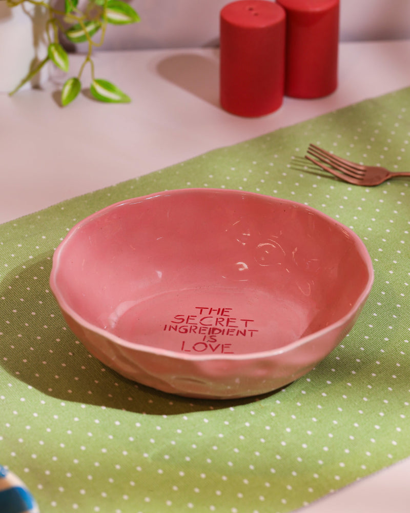 Alamkari India Ceramic "The Secret Ingredient is Love" Ceramic Bowl