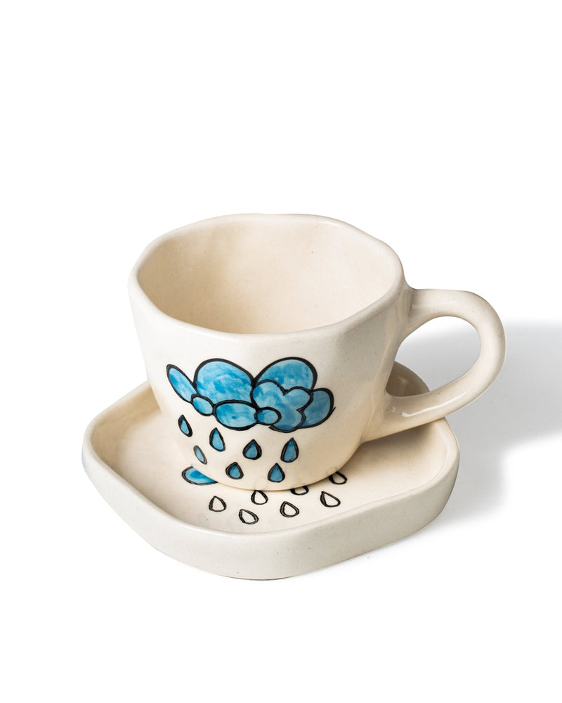 Alamkari India Ceramic Tip Tip Rain Cup & Saucer Set