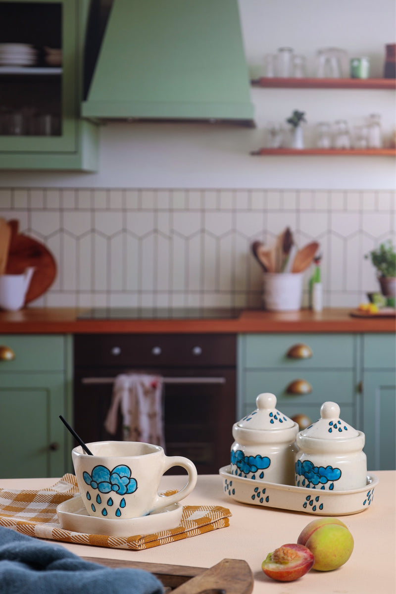 Alamkari India Ceramic Tip Tip Rain Cup & Saucer Set