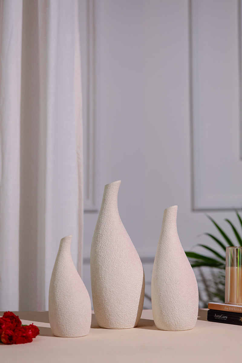 Alamkari India Ceramic Titlted Tall Vase set of 3