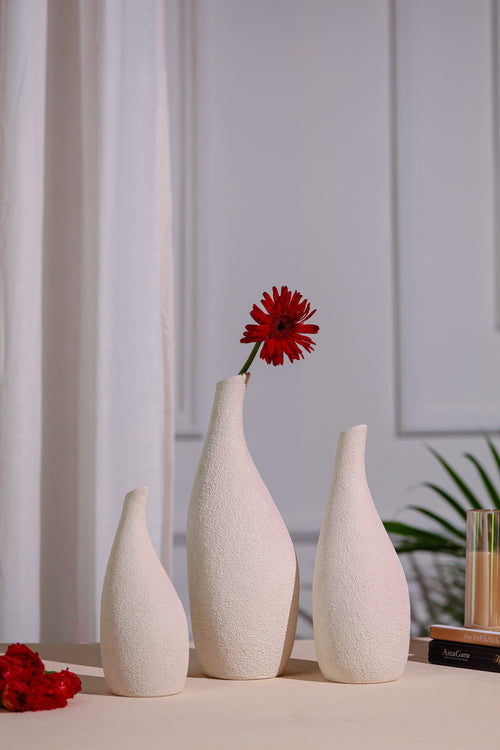 Alamkari India Ceramic Titlted Tall Vase set of 3