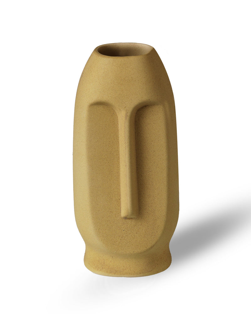 Alamkari India Ceramic Tribal Folk Face Flower Vase