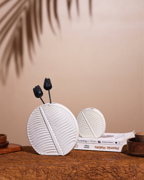 Alamkari India Ceramic Tropical Leaf Ceramic Vase Set