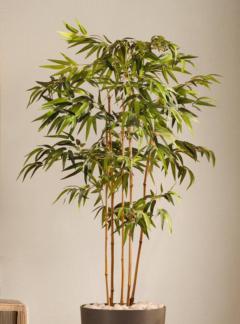 Alamkari India Fabric Artificial Bamboo Plant in Black Pot (150 cm)