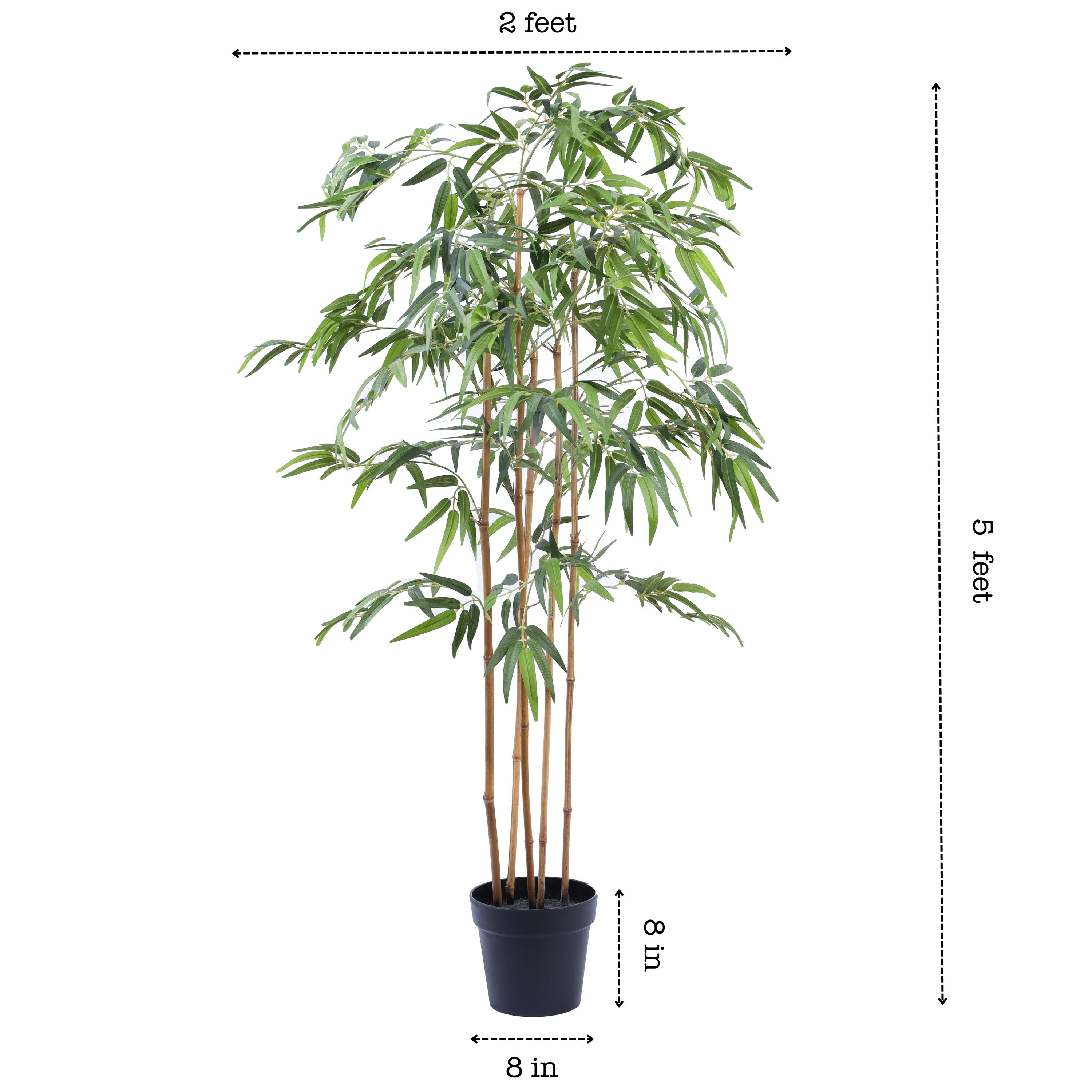 Alamkari India Fabric Artificial Bamboo Plant in Black Pot (150 cm)