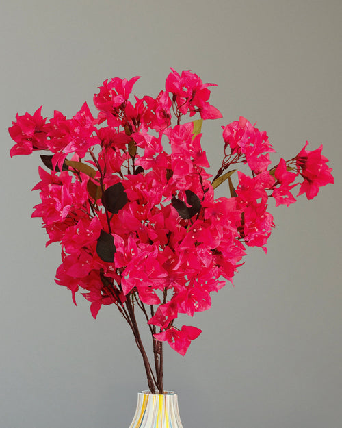 Alamkari India Fabric Artificial Bougainvillea Flower Sticks (3 Sticks, 78 cm)