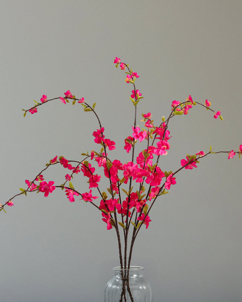 Alamkari India Fabric Artificial Cherry Blossom Flower Stick (100 cm, Dark Pink)