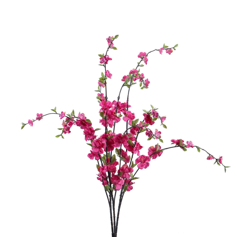 Alamkari India Fabric Artificial Cherry Blossom Flower Stick (100 cm, Dark Pink)