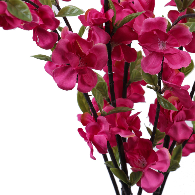 Alamkari India Fabric Artificial Cherry Blossom Flower Stick (100 cm, Dark Pink)