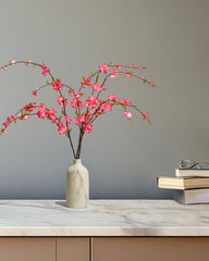 Alamkari India Fabric Artificial Cherry Blossom Flower Stick (100 cm, Pink)