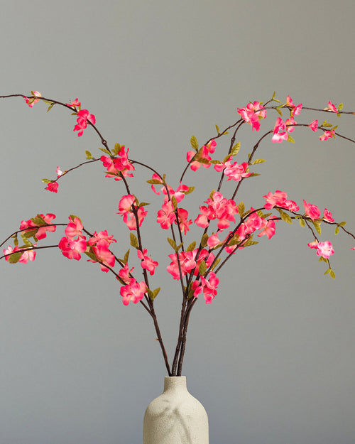 Alamkari India Fabric Artificial Cherry Blossom Flower Stick (100 cm, Pink)