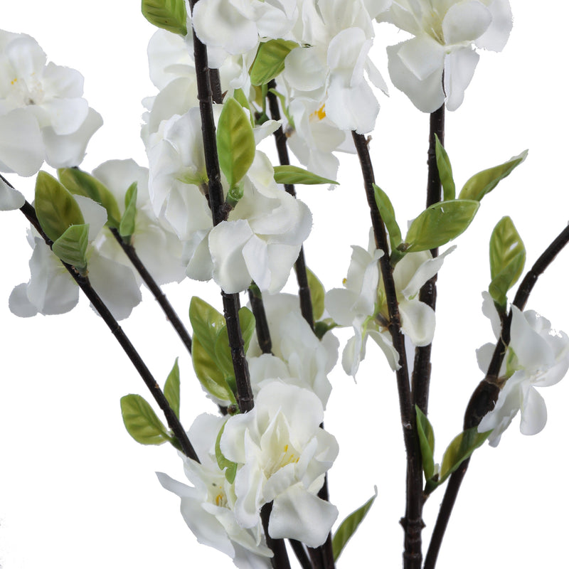 Alamkari India Fabric Artificial Cherry Blossom Flower Stick (100 cm, White)