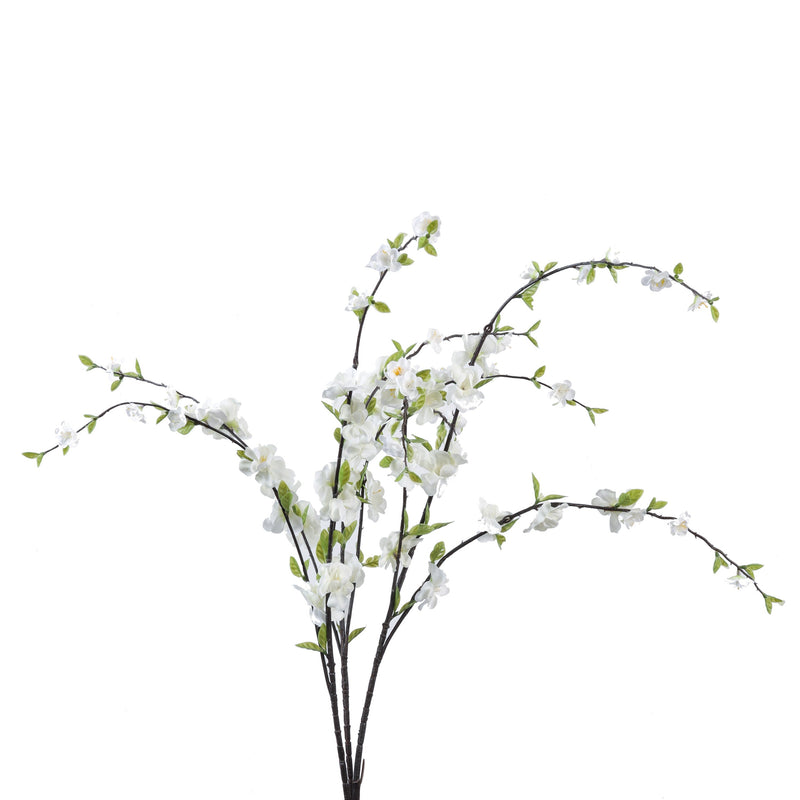 Alamkari India Fabric Artificial Cherry Blossom Flower Stick (100 cm, White)