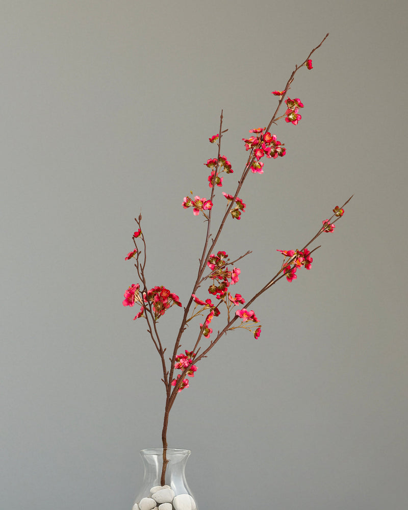 Alamkari India Fabric Artificial Cherry Blossom Stick (130 cm, Dark Pink)